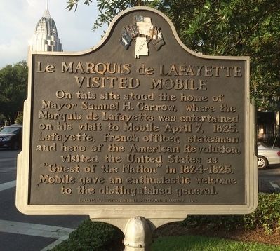 Le Marquis de Lafayette visited Mobile Marker image. Click for full size.