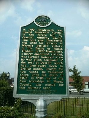 Colonel John Francis Hamtramck Marker image. Click for full size.