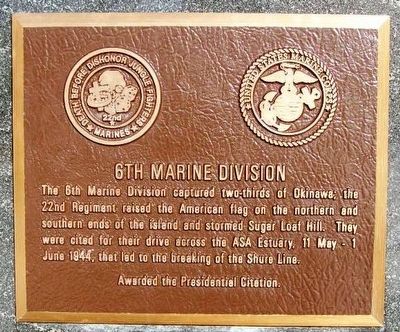 6th Marine Division Marker image. Click for full size.