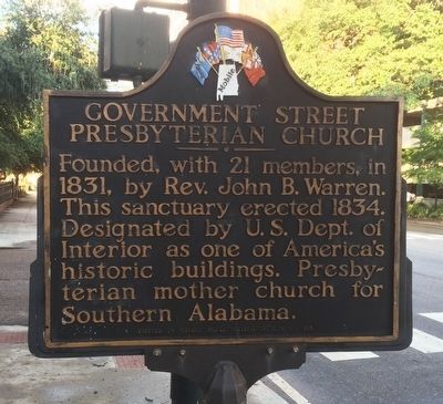 Government Street Presbyterian Church Marker image. Click for full size.