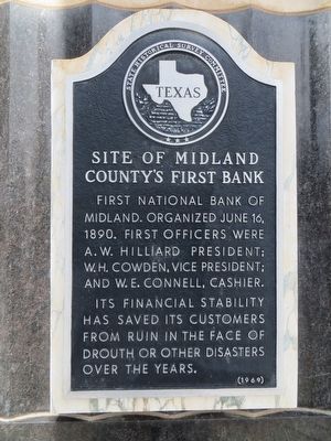 Site of Midland County's First Bank Marker image. Click for full size.
