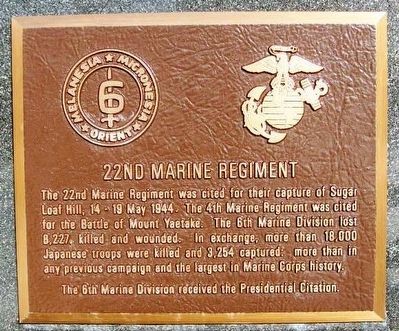 22nd Marine Regiment Marker image. Click for full size.