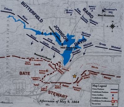 The Battle of Mill Creek Gap Marker Map image. Click for full size.