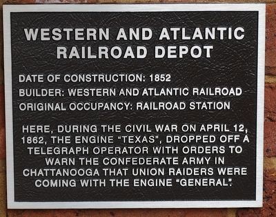 Western and Atlantic Railroad Depot Marker image. Click for full size.