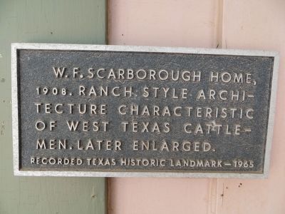 W. F. Scarborough Home Marker image. Click for full size.