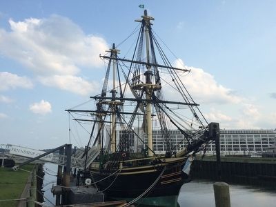The Friendship replica at Derby Wharf. image. Click for full size.