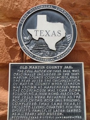Old Martin County Jail Marker image. Click for full size.