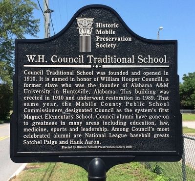 W.H. Council Traditional School Marker. Click for full size. W.H. Council Traditional School Marker image. Click for full size.