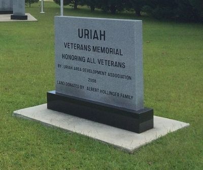 Uriah Veterans Memorial Marker image. Click for full size.