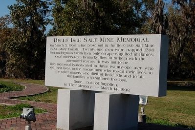 Belle Isle Salt Mine Disaster Marker Side A image. Click for full size.
