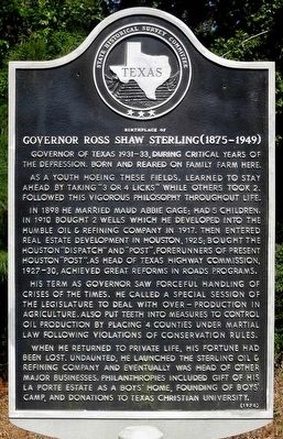 Birthplace of Governor Ross Shaw Sterling Marker. Click for full size. Birthplace of Governor Ross Shaw Sterling Marker image. Click for full size.