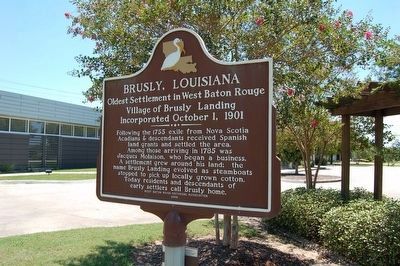Brusly, Louisiana Marker (English side) image. Click for full size.