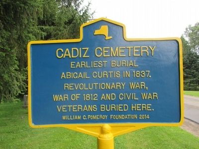 Cadiz Cemetery Marker. Click for full size. Cadiz Cemetery Marker image. Click for full size.