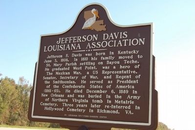 Jefferson Davis Louisiana Association Marker. Click for full size. Jefferson Davis Louisiana Association Marker image. Click for full size.