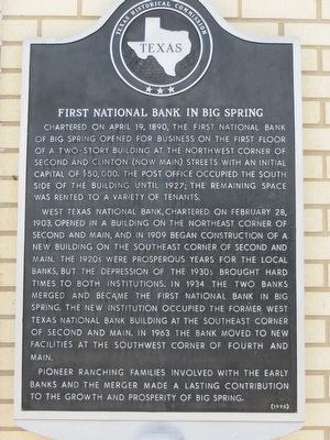 First National Bank in Big Spring Marker image. Click for full size.