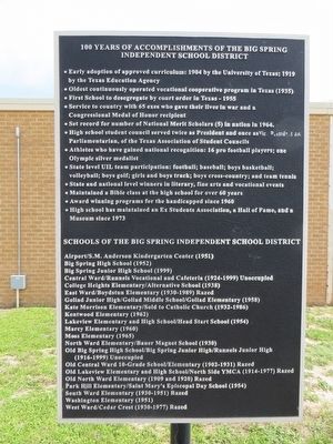 <i>Marker to the right of Big Spring School District Marker</i> image. Click for full size.