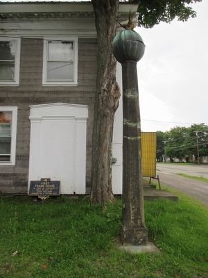 First Frame House Marker & Odd Cement Post with Ornament image. Click for full size.