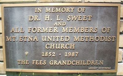 Mt. Etna United Methodist Church Marker image. Click for full size.