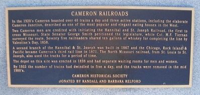Cameron Railroads Marker image. Click for full size.
