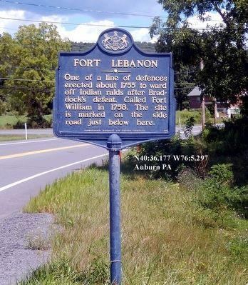 Fort Lebanon Marker by the PHMC image. Click for full size.
