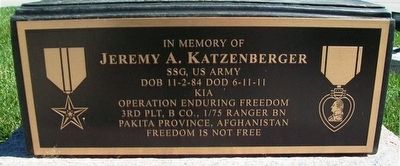 Jeremy A. Katzenberger Marker. Click for full size. Jeremy A. Katzenberger Marker image. Click for full size.