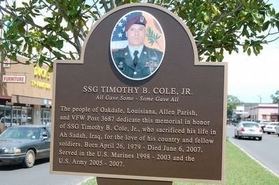 SSG Timothy B. Cole, Jr. Marker. Click for full size. SSG Timothy B. Cole, Jr. Marker image. Click for full size.