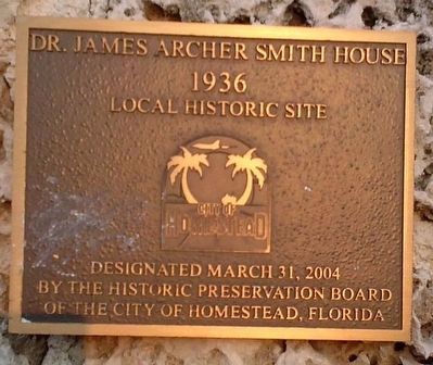 Dr. James Archer Smith House Marker image. Click for full size.