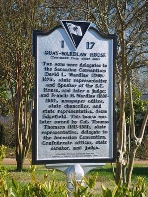 Quay-Wardlaw House Marker<br>Reverse image. Click for full size.