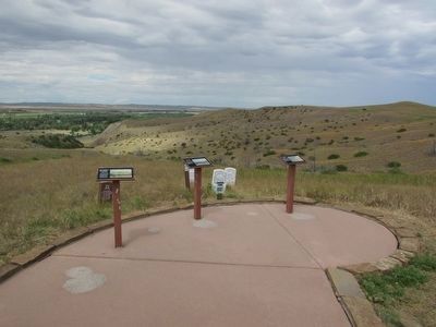 Markers on the Little Bighorn Battlefield image. Click for full size.