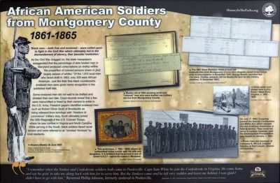 African American Soldiers from Montgomery County Marker. Click for full size. African American Soldiers from Montgomery County Marker image. Click for full size.