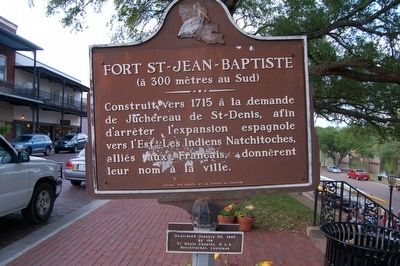 Ft. St. Jean Baptiste Marker, side two in French. image. Click for full size.