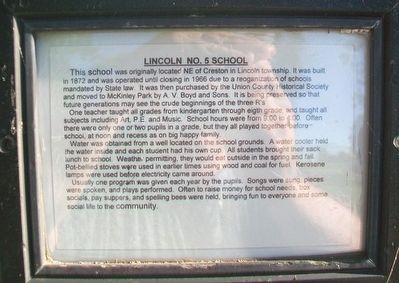 Lincoln No. 5 School Marker. Click for full size. Lincoln No. 5 School Marker image. Click for full size.