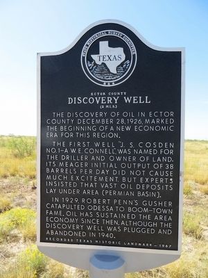 Ector County Discovery Well Marker. Click for full size. Ector County Discovery Well Marker image. Click for full size.