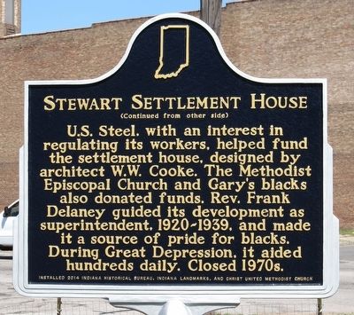 Stewart Settlement House Marker [Back] image. Click for full size.