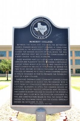 McMurry College Marker. Click for full size. McMurry College Marker image. Click for full size.
