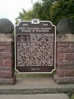 First Teachers Training School in Wisconsin Marker image. Click for full size.