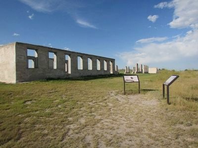 Markers at Fort Laramie image. Click for full size.