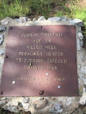 John H. Tunstall Murder Site Marker. Click for full size. John H. Tunstall Murder Site Marker image. Click for full size.
