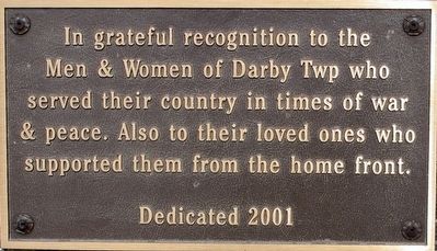 Darby Township Veterans Memorial Marker image. Click for full size.