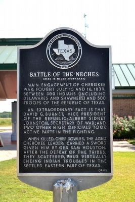 Battle of the Neches Marker. Click for full size. Battle of the Neches Marker image. Click for full size.