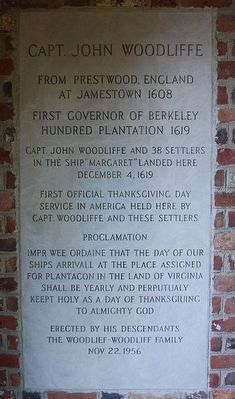 Capt. John Woodliffe Marker. Click for full size. Capt. John Woodliffe Marker image. Click for full size.