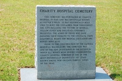 Charity Hospital Cemetery Marker image. Click for full size.