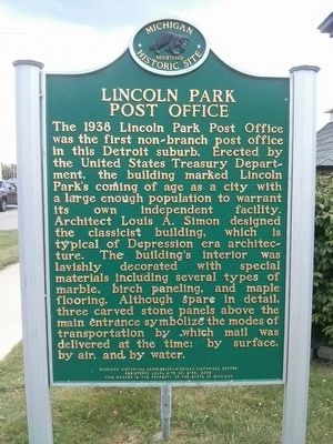 Lincoln Park Post Office Marker. Click for full size. Lincoln Park Post Office Marker image. Click for full size.