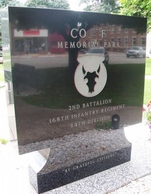 Company "F" Memorial Park Veterans Memorial Marker (back). Click for full size. Company "F" Memorial Park Veterans Memorial Marker (back) image. Click for full size.
