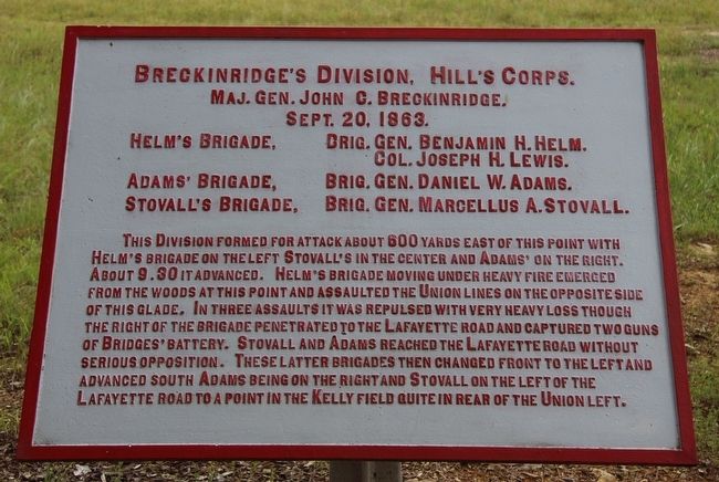 Breckinridge's Division Marker. Click for full size. Breckinridge's Division Marker image. Click for full size.