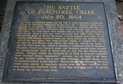 The Battle of Peachtree Creek Marker. Click for full size. The Battle of Peachtree Creek Marker image. Click for full size.