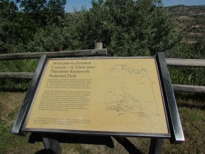 Welcome to Painted Canyon – A View into Theodore Roosevelt National Park Marker image. Click for full size.