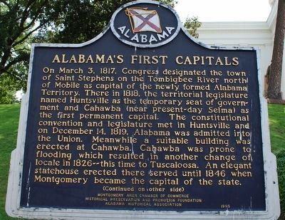 Alabama's First Capitals / The Alabama State Capitol Marker image. Click for full size.