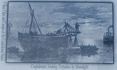 Confederates Sinking Torpedoes by Moonlight image. Click for full size.
