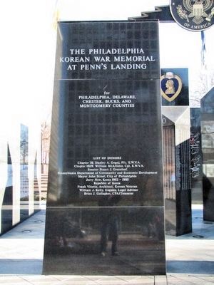 The Philadelphia Korean War Memorial at Penn's Landing Marker image. Click for full size.